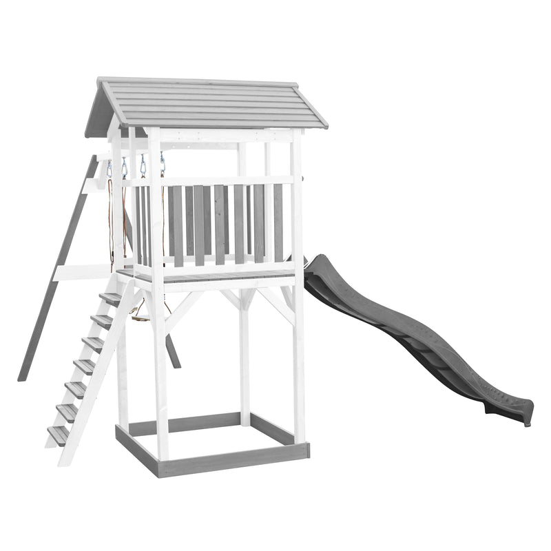AXI Beach Tower Legetårn med Dobbelt Gynge Grå/Hvid - Grå Rutsjebane