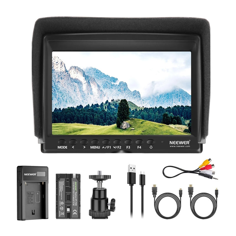 NEEWER F100 feltmonitor + USB-lader + batterisæt