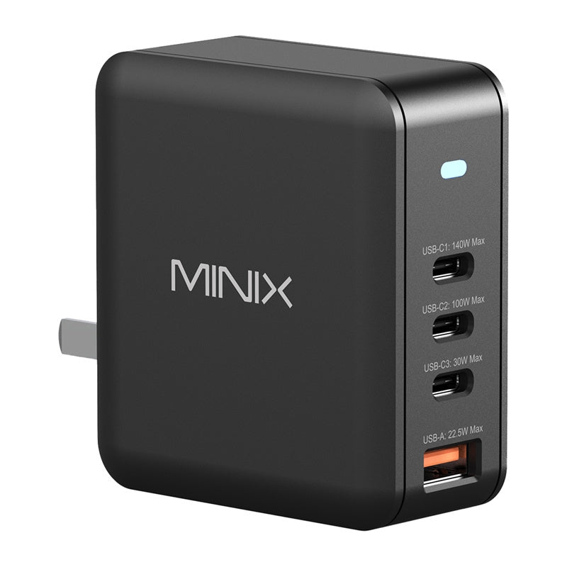 Minix P165 GaN-vægoplader med 3x USB-C og 1x USB-A