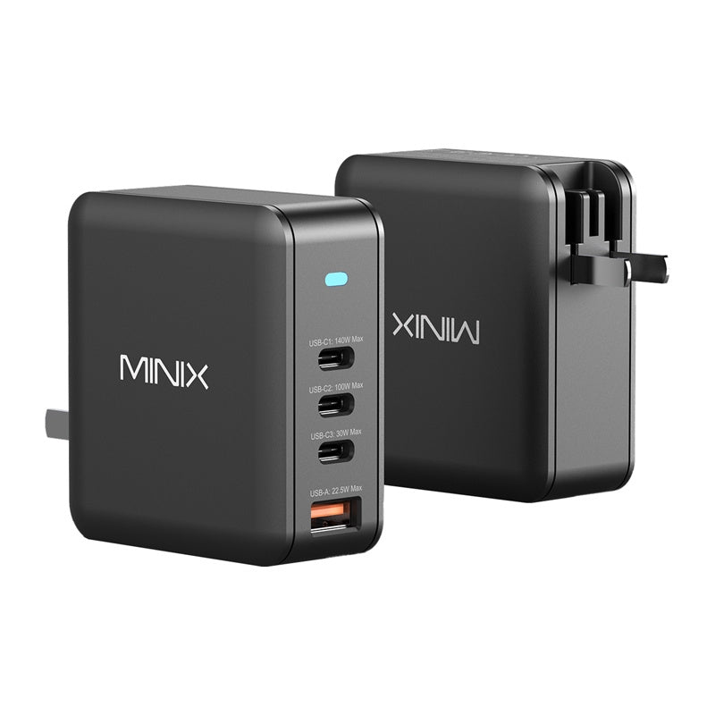 Minix P165 GaN-vægoplader med 3x USB-C og 1x USB-A