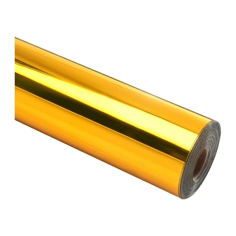 HTVRONT selvklæbende krom-metallicfolie, 30,5 cm x 90 cm (guld)