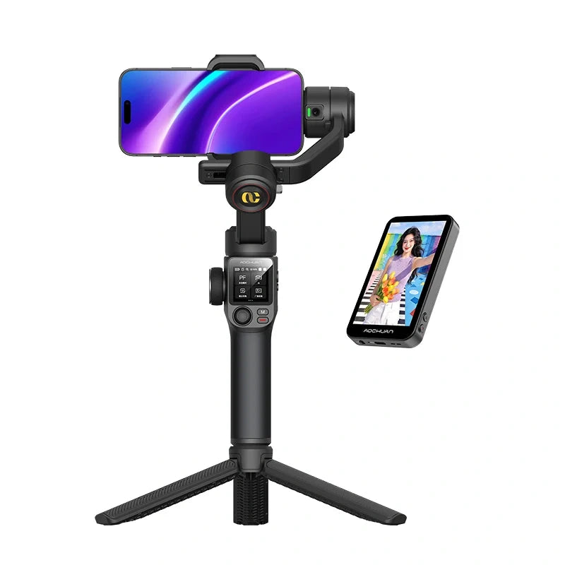 AOCHUAN S3 gimbal med ekstra skærm (sort)