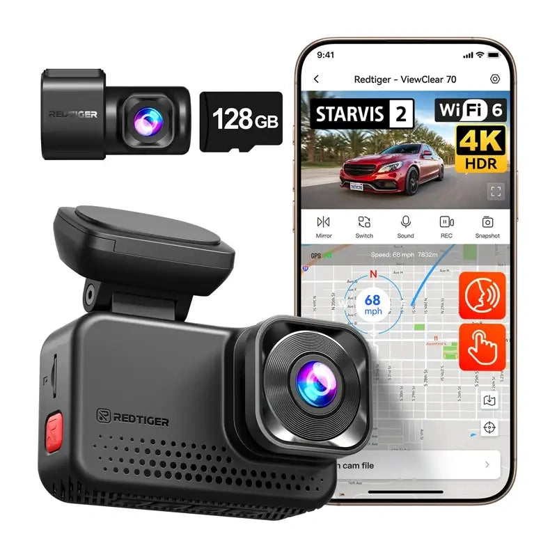 REDTIGER VC70 Wi-Fi 4K + 2.5K 128GB dashcam