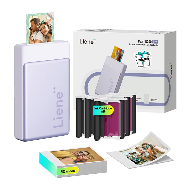 LIENE Pearl N200 Pro 2x3 tommer bærbar fotoprinter (lilla)