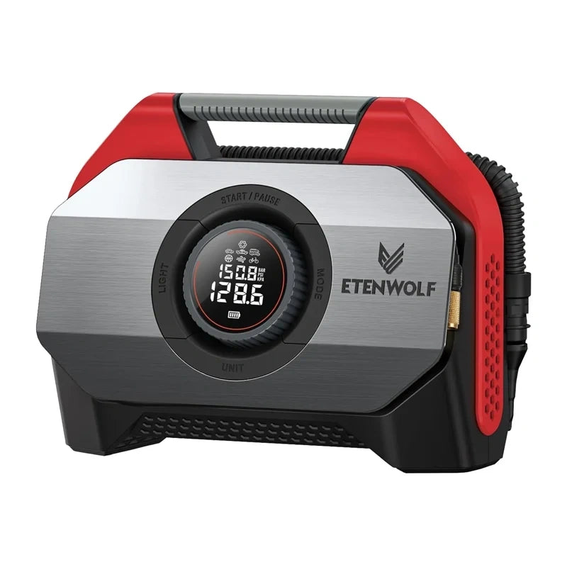 Etenwolf S6 luftkompressor til bil, 11,03 bar, 19.200 mAh (rød)