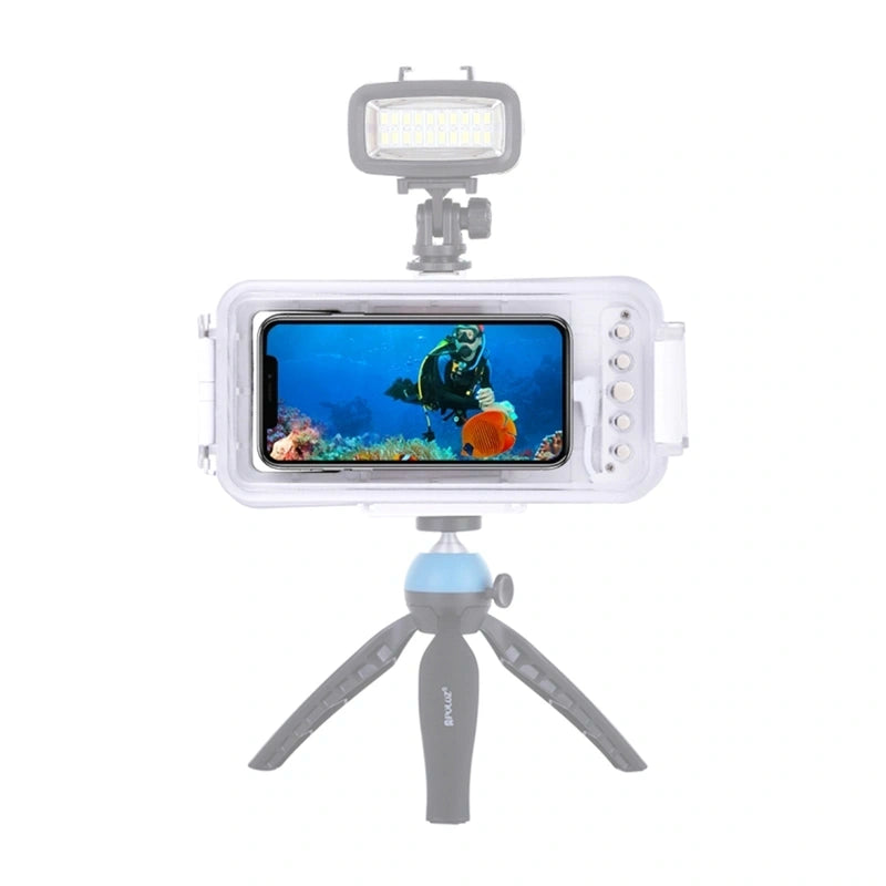 Puluz vandtæt etui (45 m) til iPhone til undervandsfotos og -video (hvid)
