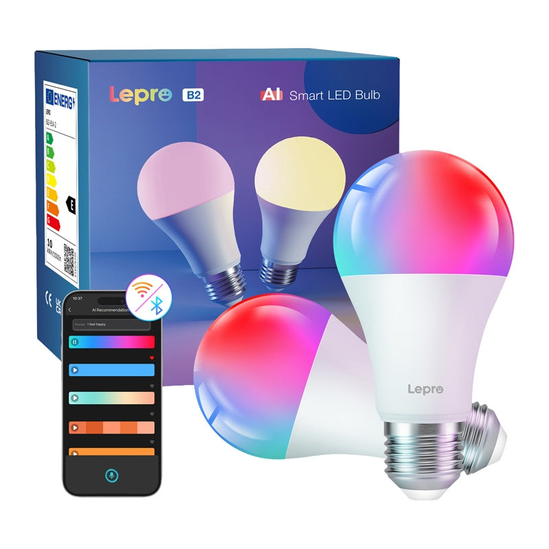 LEPRO B2-2 E27 Wi-Fi LED-pære, 1100 lm, 2-pak