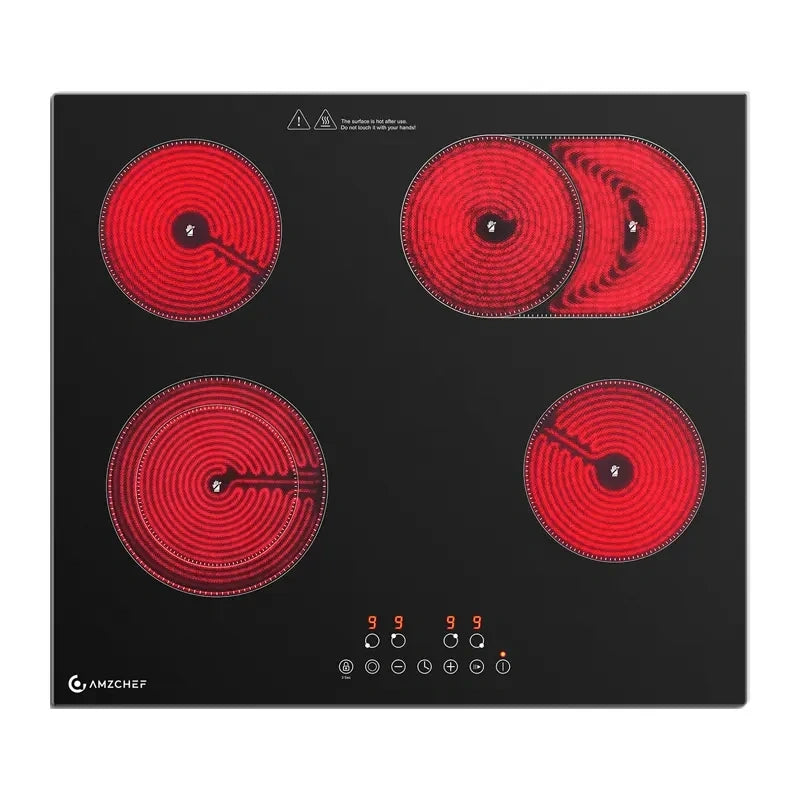 AMZCHEF CE-T-72CB4xyP200-LBHA keramisk kogeplade med 4 kogezoner