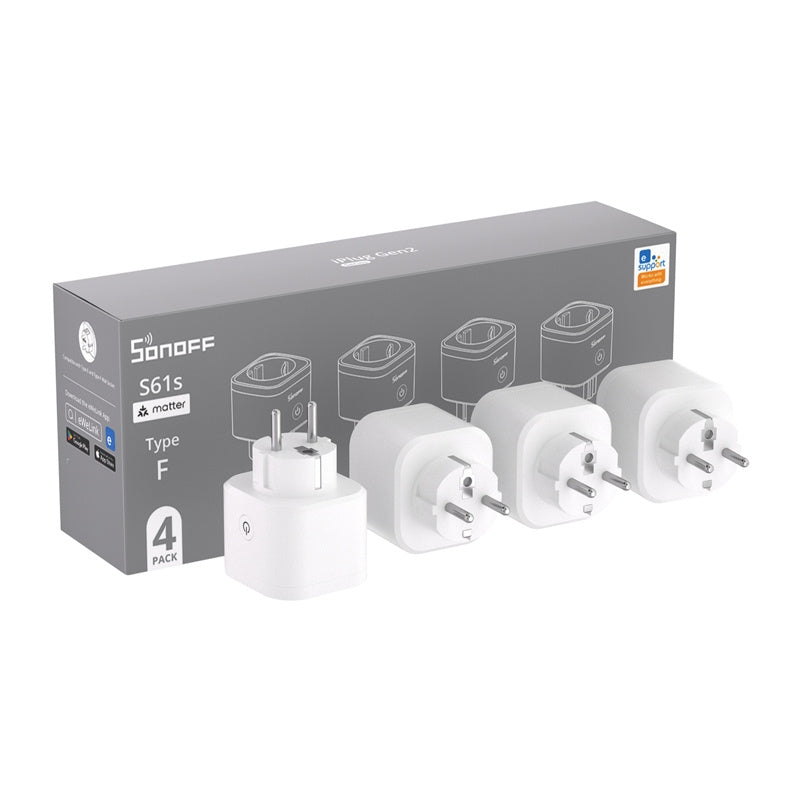 SONOFF S61s Matter ekstern stikkontakt via Wi-Fi, 4-pak