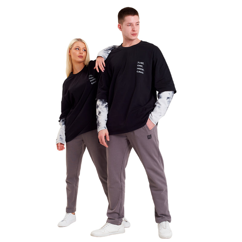 FragON langærmet tie dye T-shirt, grå