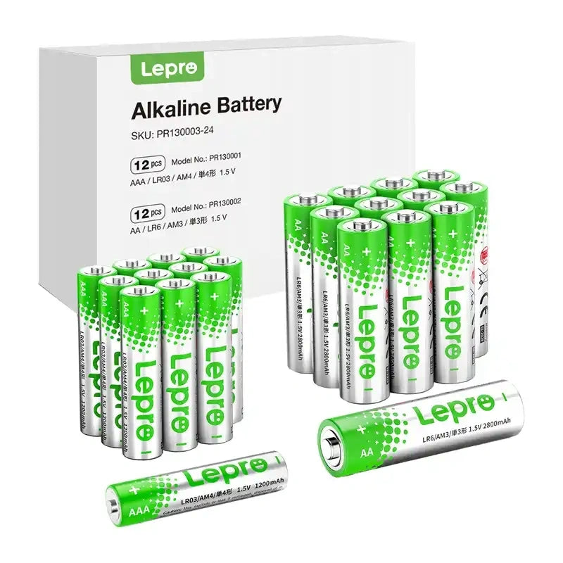 LEPRO AA/AAA alkaliske batterier, 24 stk. 130003-24