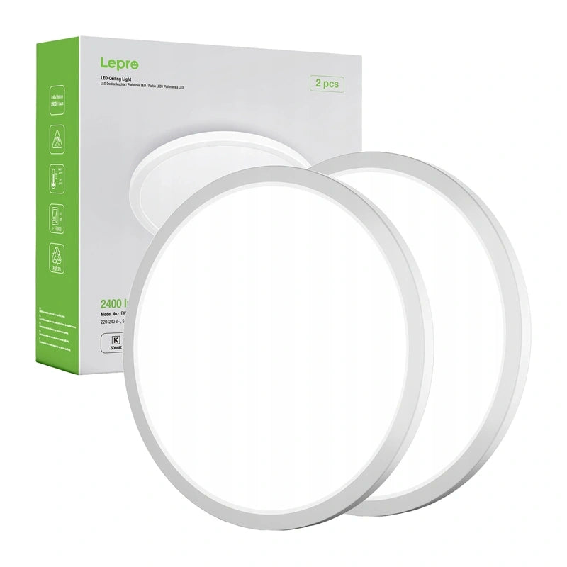LEPRO 1500039-DW-EU-2 loftslampe, 24W, 2400 lm, 2-pak