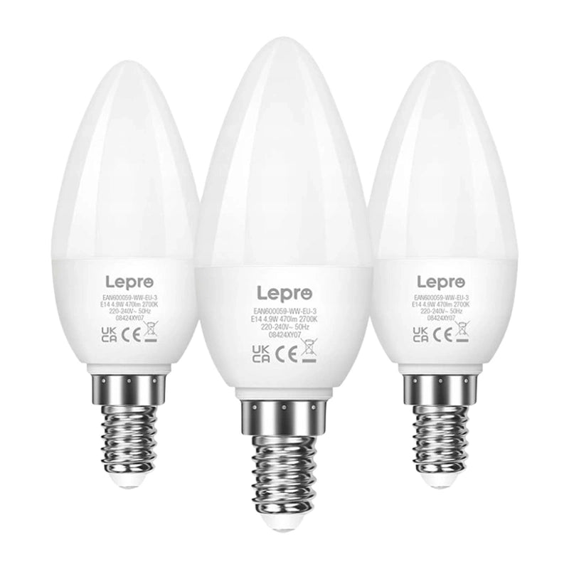LEPRO 600059-WW-EU-3 E14 C37 LED-pære 4,2W (40W) 470 lm 2700K varm 250°, 3 stk.