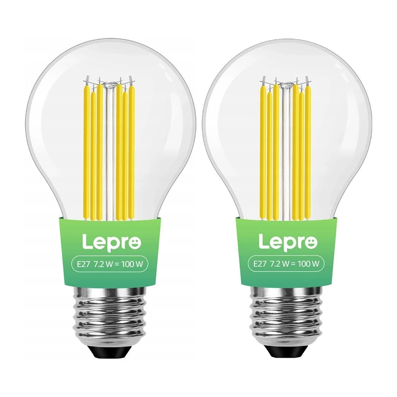 LEPRO 100094-WW-EU-2 E27 LED-filamentpære 7,2W (100W) 1521 lm 2700K energiklasse A, 2 stk.