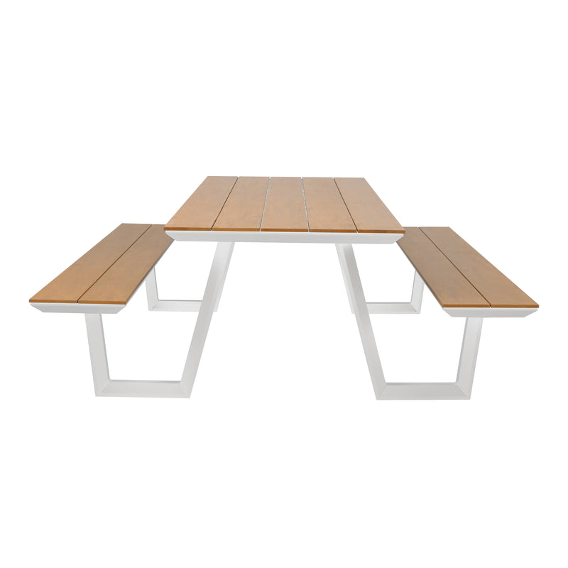 AXI Nori Picnicbord med 2 bænke - Hvid/Teak-look Polywood