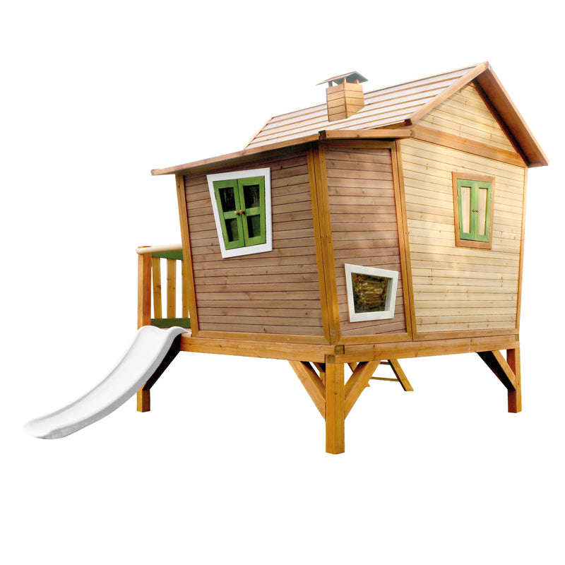 AXI Emma Legehus Brun/Grøn - Hvid Rutsjebane