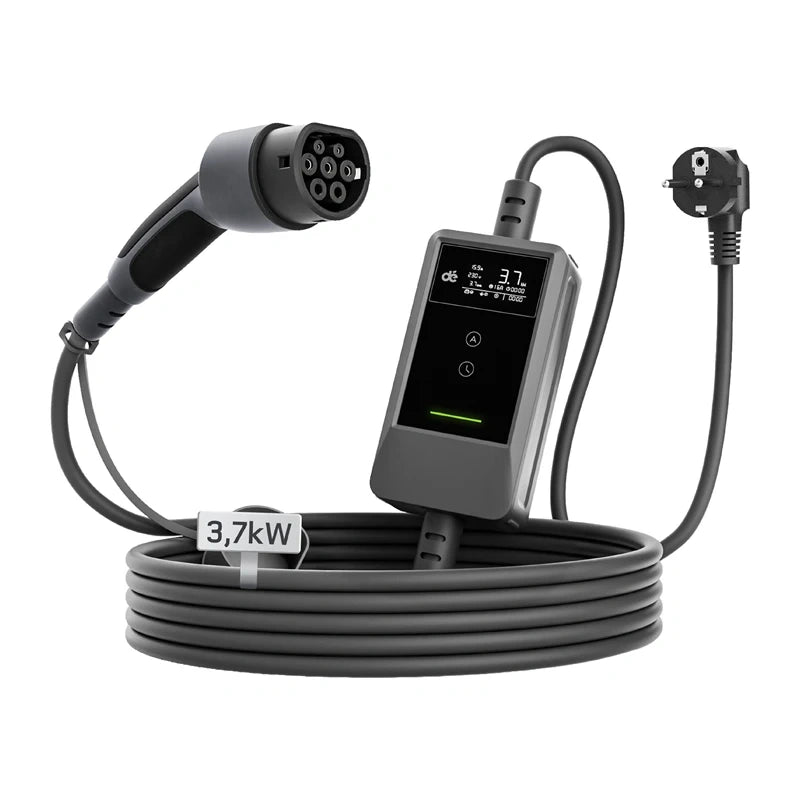 dé bærbar elbillader 3kW med 7 m kabel