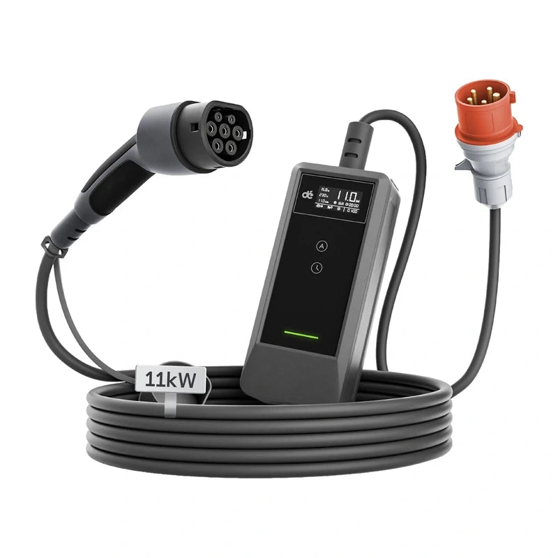 dé bærbar elbillader 11kW med 7 m kabel
