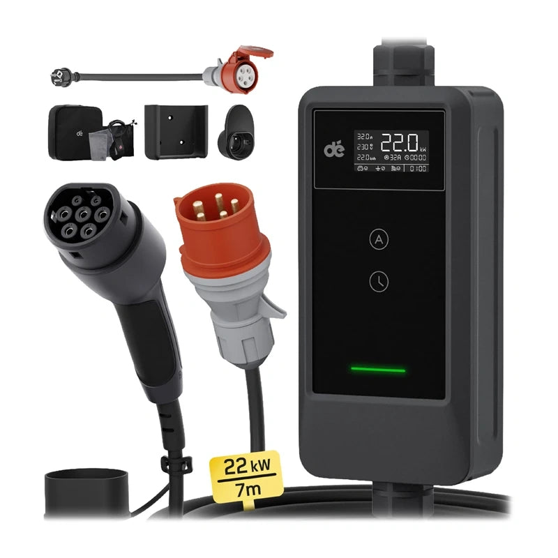 dé bærbar elbillader Traveler Set 22kW
