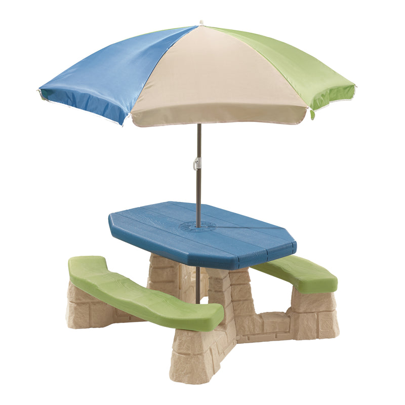 Step2 Naturally Playful picnicbord med parasol Grøn/Blå