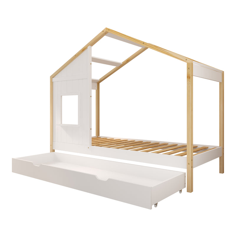 Sunny Beau Hushusseng med Opbevaringsskuffe Brun/Hvid – Med Madras