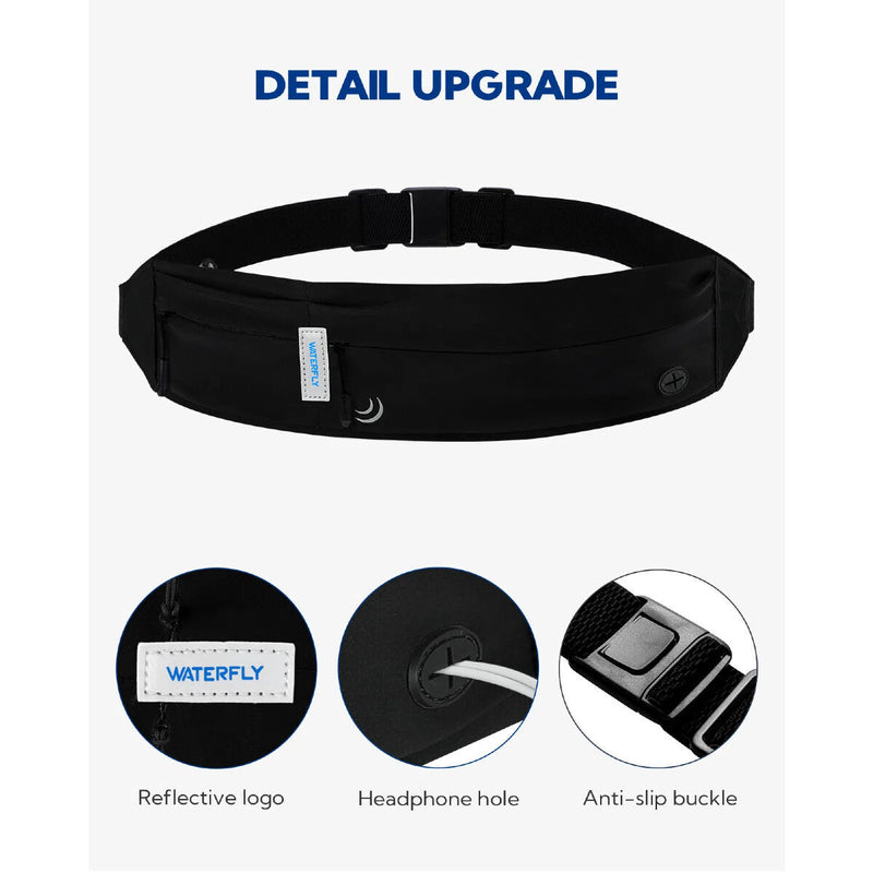 Waterfly Løbebælte 3.0 Sort Unisex Lycra 1L med Reflekser og Hovedtelefonudgang (Refurbished B)