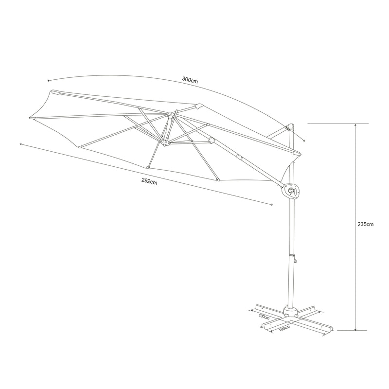 AXI Solea Hængeparasol Ø 300cm Antracit/Beige
