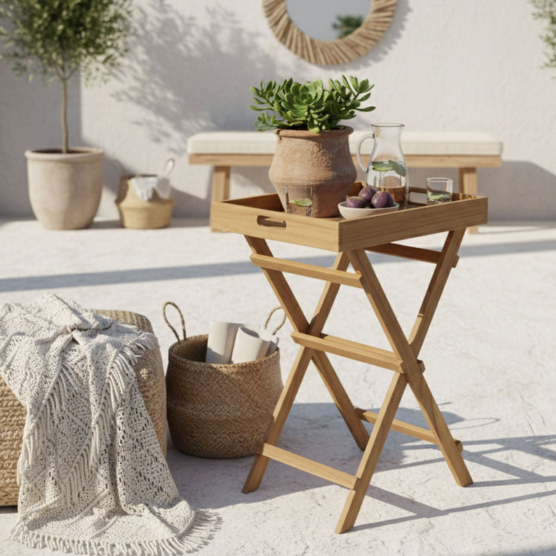 AXI Inda Teak Sidebord sammenklappeligt med aftagelig bakke