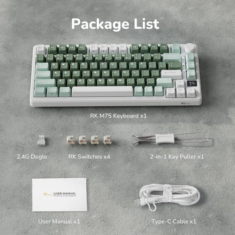 Royal Kludge M75 OLED 81K Taro Milk - RGB ANSI (ENG) trådløs