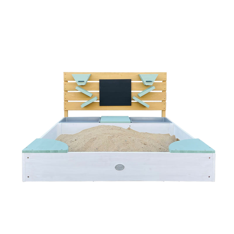AXI Cato Sandkasse 100 x 105 cm med Sand- og Vandbakker og Legevæg - Hvid/Grøn