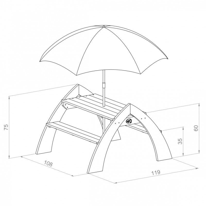 Kylo XL picnicbord med parasol