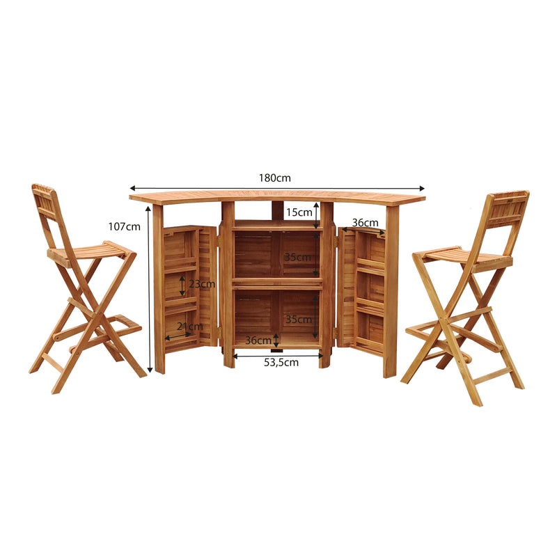 AXI Bruno sammenklappeligt Teak Barbord med 2 barstole