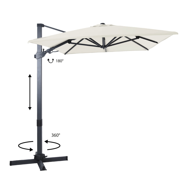 AXI Milad Premium Hængeparasol 200x300cm - Grå/Beige