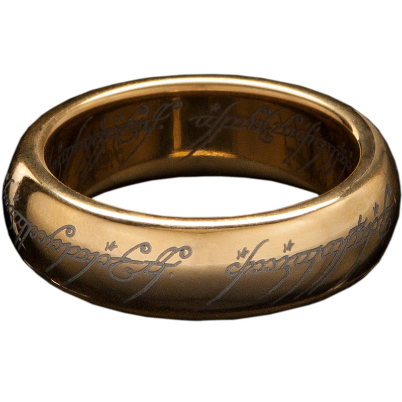 Weta Workshop LOTR - The One Ring (med runer) - forgyldt wolfram, størrelse 6