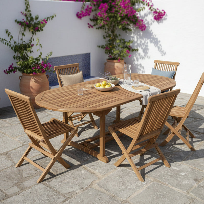 AXI Marzi Oval Udtrækkelig Teak Havebord 180 – 240 cm