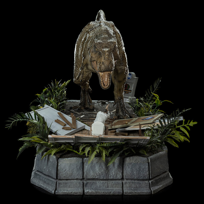 Iron Studios Jurassic Park - T-Rex attacks Donald Gennaro statue Demi Scale 1/20