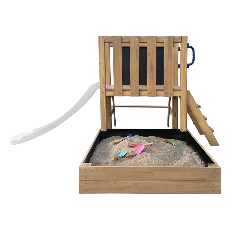 AXI Leah Mini Legetårn med Sandkasse, Picnicbord og Tavle – Hvid Rutsjebane