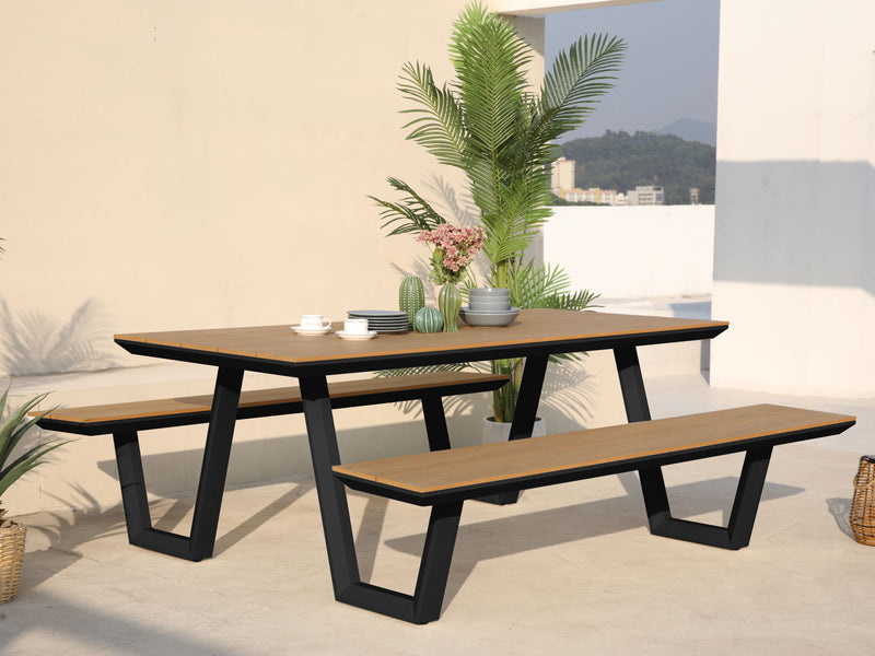 AXI Nori Picnicbord med 2 bænke - Antracit/Teak-look Polywood