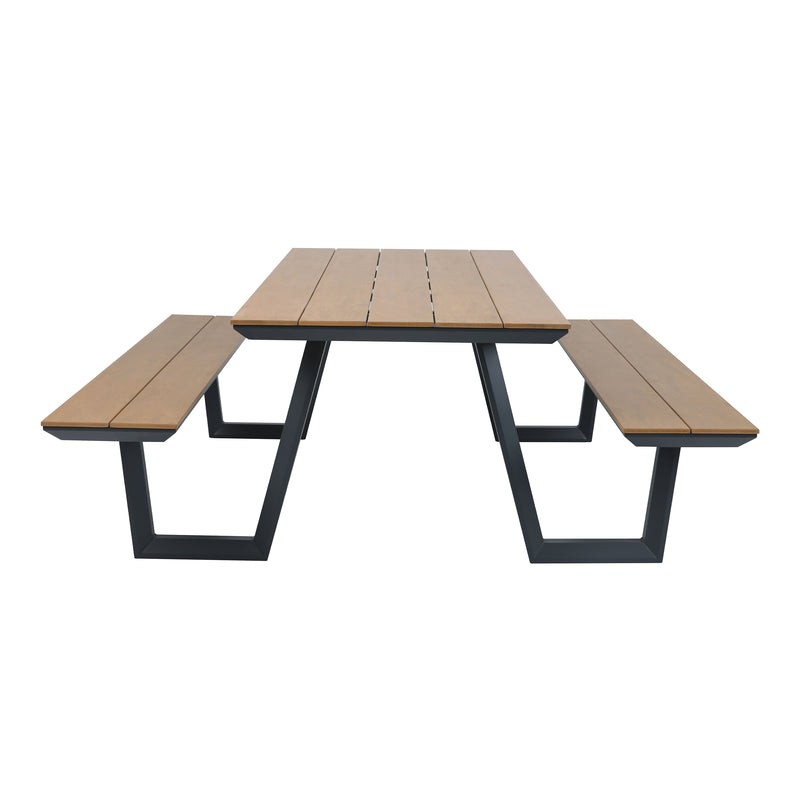 AXI Nori Picnicbord med 2 bænke - Antracit/Teak-look Polywood