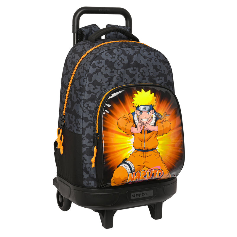 Skolerygsæk med Hjul Naruto Sort Orange 33 X 45 X 22 cm