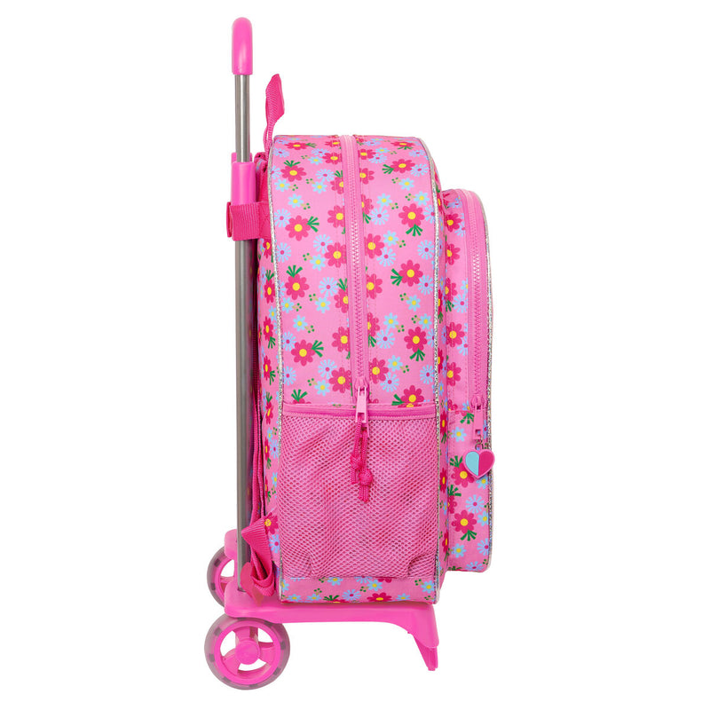 Skolerygsæk med Hjul Trolls Pink 33 x 42 x 14 cm