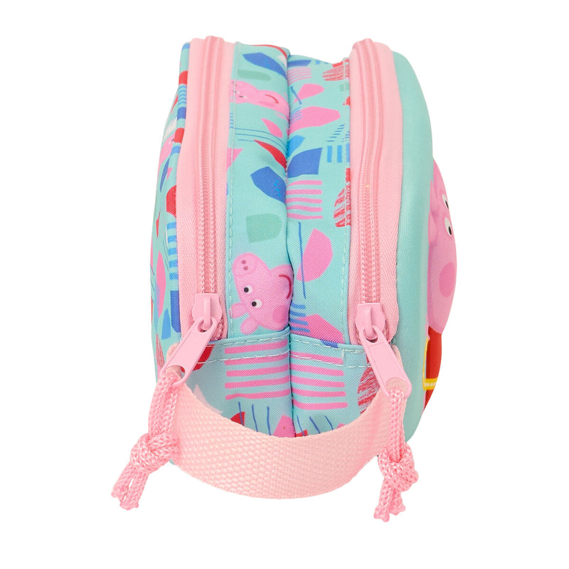 Dobbelt carry-all Peppa Pig Grøn Pink 21 x 8 x 6 cm 3D