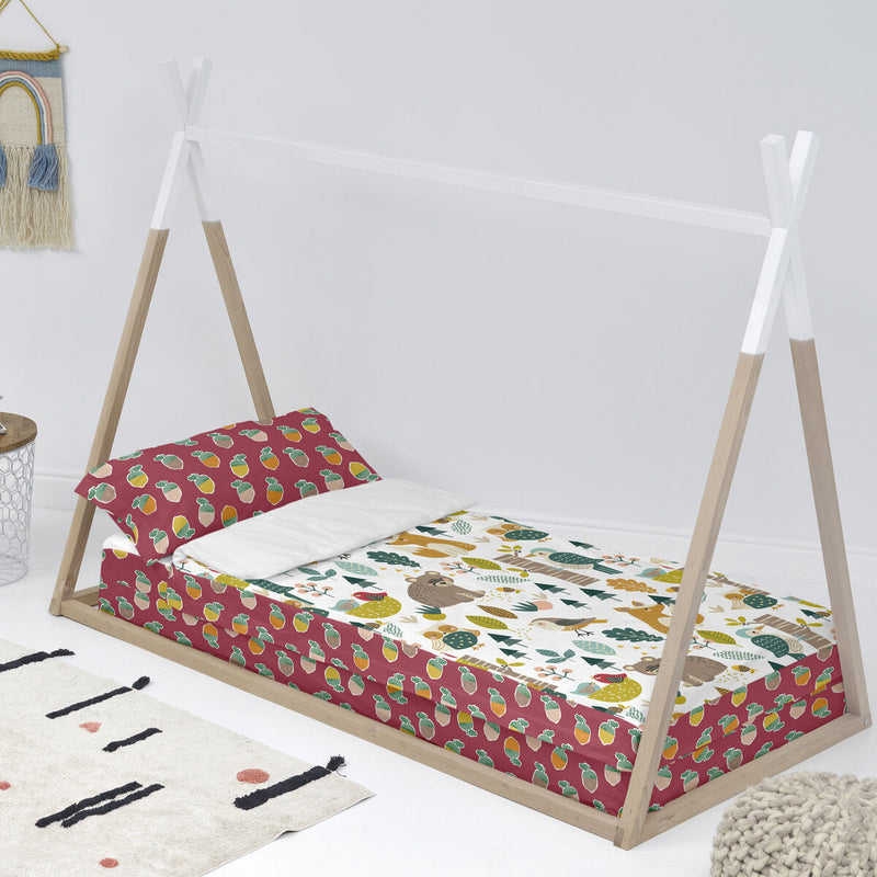 Vatteret sengetøj med lynlås HappyFriday Moshi Moshi Harvestwood Multifarvet 42 x 20 x 50 cm