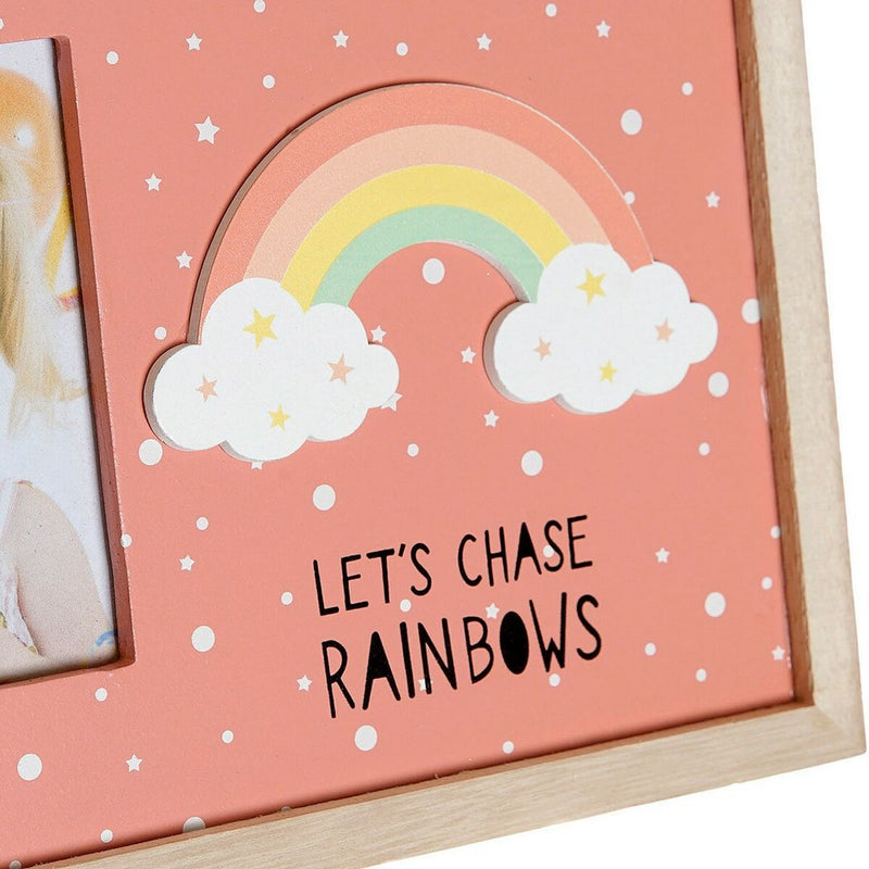 Fotoramme DKD Home Decor Regnbue Pink Hvid Børns Træ MDF (25 x 1 x 16 cm) (2 enheder)