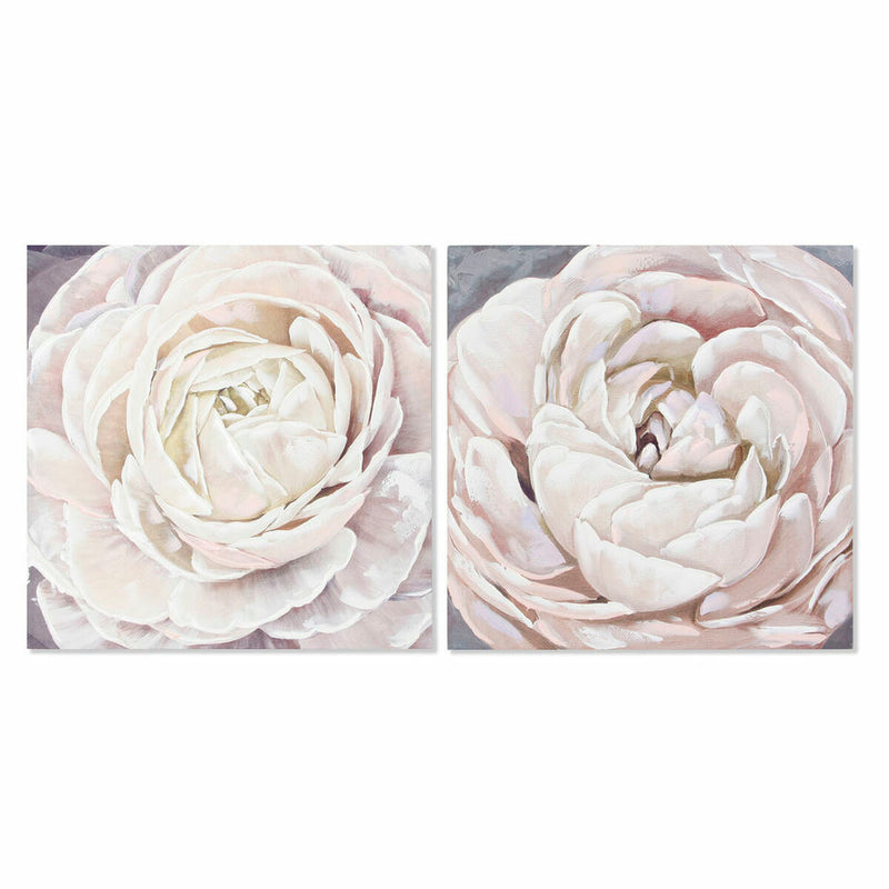 Lærred DKD Home Decor Lærred Træ MDF 80 x 3 x 80 cm Blomst