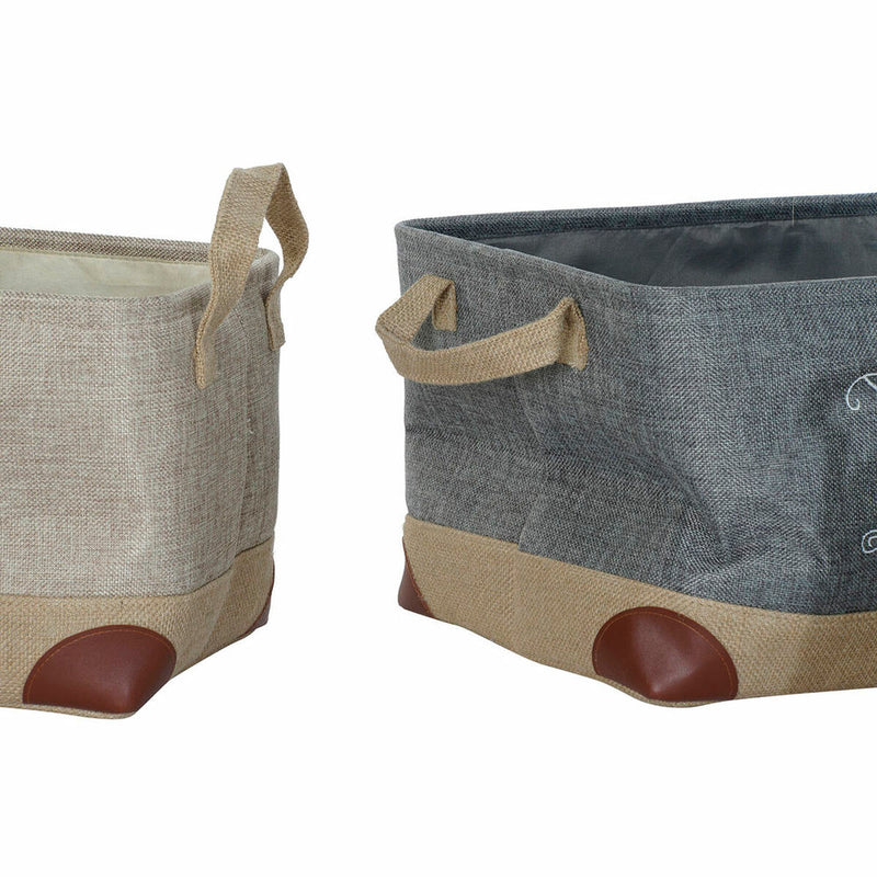 Multibrug kurv DKD Home Decor Beige Grå Lys brun 40 x 30 x 24 cm Træ 3 Dele (3 enheder)