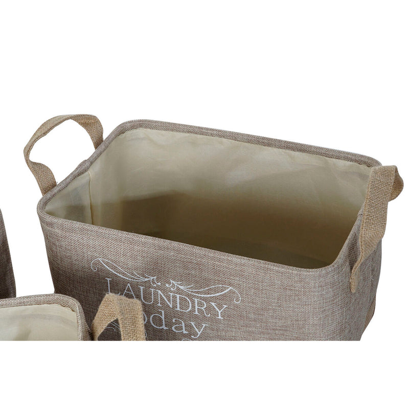 Multibrug kurv DKD Home Decor Beige Grå Lys brun 40 x 30 x 24 cm Træ 3 Dele (3 enheder)