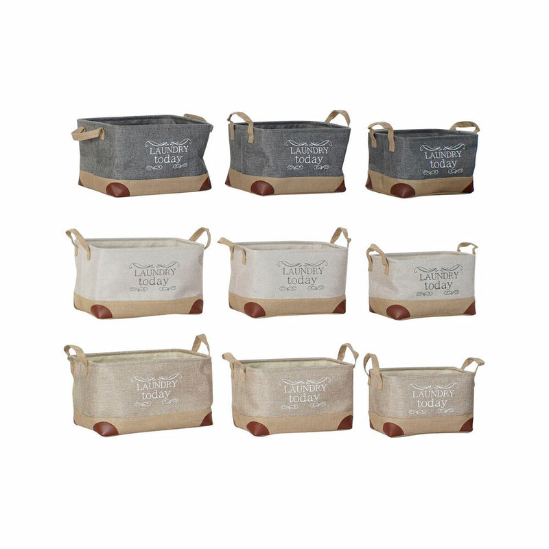 Multibrug kurv DKD Home Decor Beige Grå Lys brun 40 x 30 x 24 cm Træ 3 Dele (3 enheder)