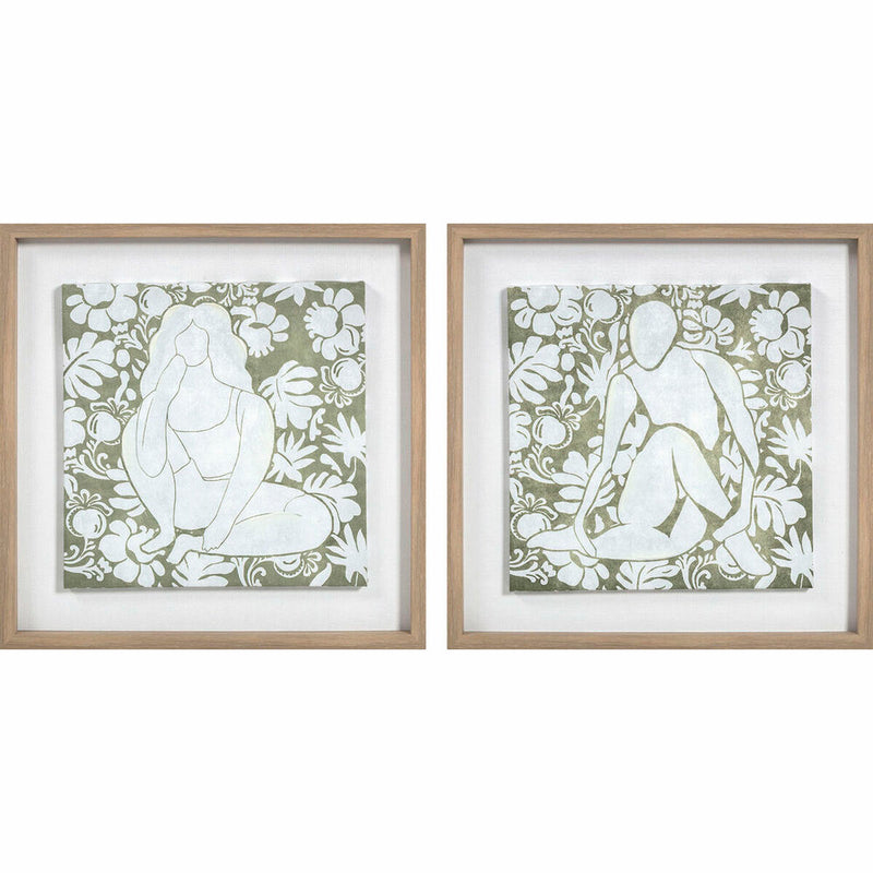 Lærred DKD Home Decor Træ Floral (2 enheder) (Refurbished D)