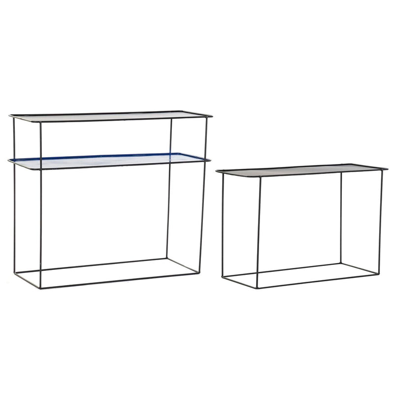 Sæt med møbler DKD Home Decor Blå Sort 70 x 27 x 45 cm 40 x 27 x 45 cm 80 x 27 x 65 cm 80 x 27,5 x 65 cm